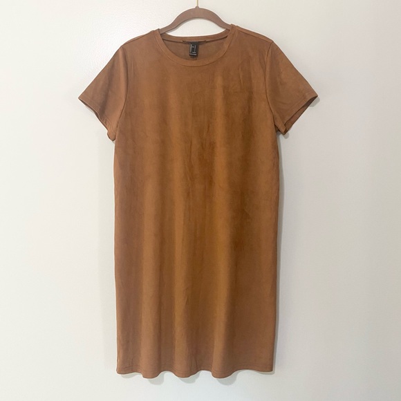 NWT Faux Suede Dress Minimalist Camel Color Size Large Forever 21 - Picture 3 of 9